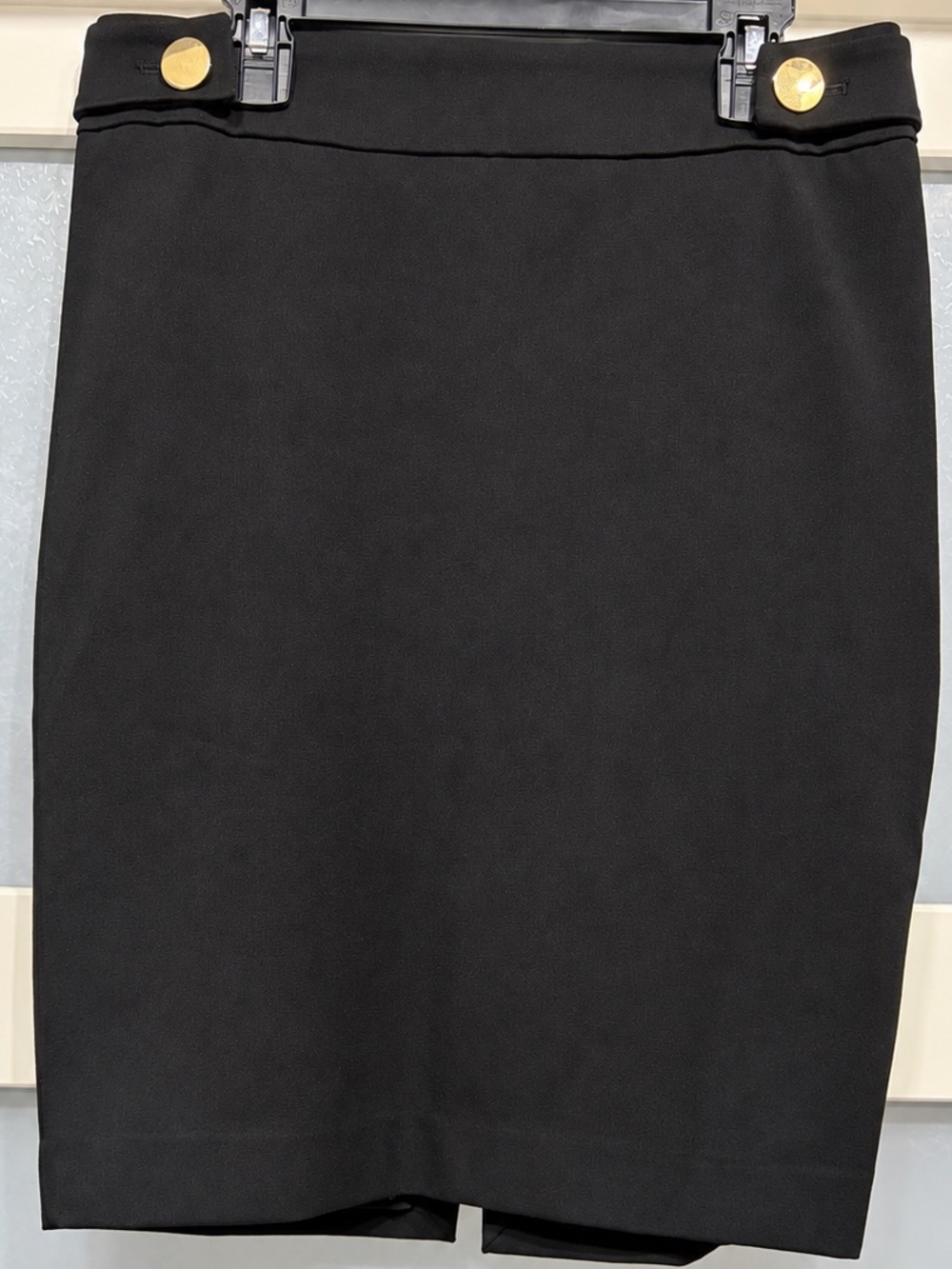 Express Black Gold Button High Waist Pencil Skirt Size: 4